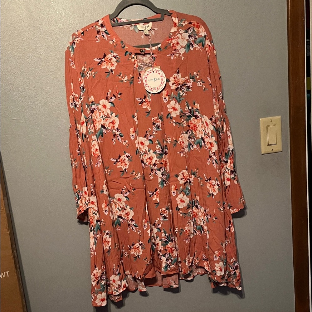 Umgee Terracotta Floral Dress